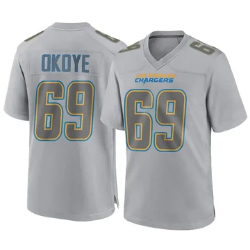 Men's Nike Los Angeles Chargers CJ Okoye Gray Atmosphere Fashion Jersey - Game