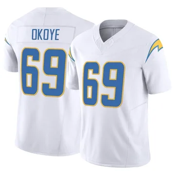 Men's Nike Los Angeles Chargers CJ Okoye White Vapor F.U.S.E. Jersey - Limited