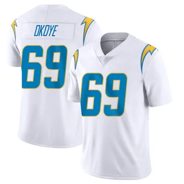 Men's Nike Los Angeles Chargers CJ Okoye White Vapor Untouchable Jersey - Limited