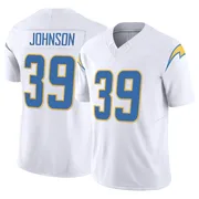 Men's Nike Los Angeles Chargers Jaylen Johnson White Vapor F.U.S.E. Jersey - Limited