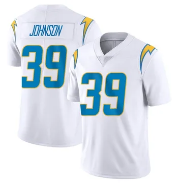 Men's Nike Los Angeles Chargers Jaylen Johnson White Vapor Untouchable Jersey - Limited