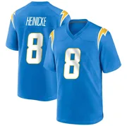 Men's Nike Los Angeles Chargers Taylor Heinicke Blue Powder Alternate Jersey - Game