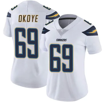 Women's Nike Los Angeles Chargers CJ Okoye White Vapor Untouchable Jersey - Limited