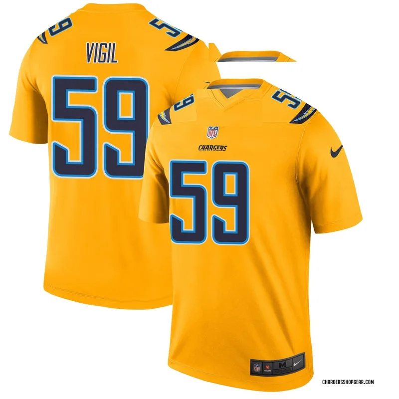 Youth Nike Los Angeles Chargers Nick Vigil Gold Inverted Jersey - Legend